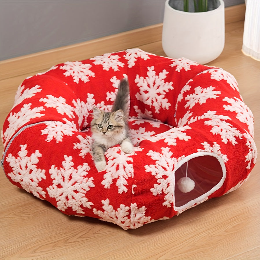 Christmas Cat Tunnel Bed